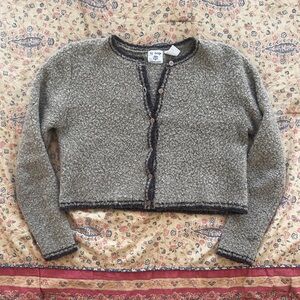 By Design Modern Graffiti Cropped Button Wool Sweater Cardigan MEDIUM